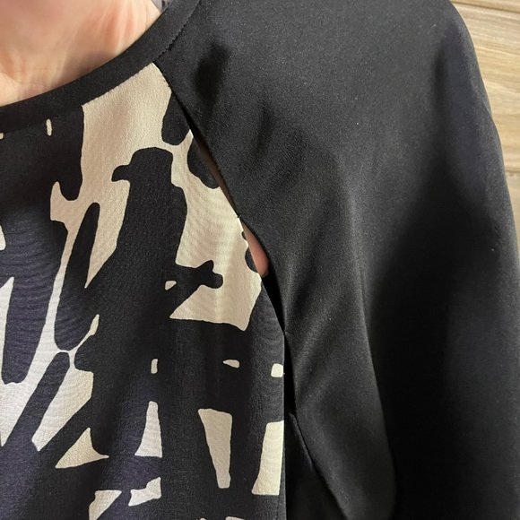 TIBI New York 100% Silk Black and White Abstract Sheath Dress Women's Si… - Picture 3 of 14